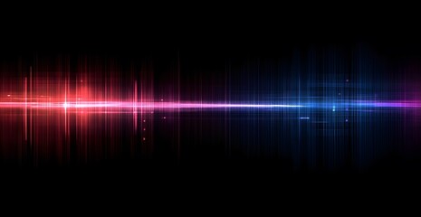 Obraz premium Abstract background with lines and dots of light, forming an illuminated landscape in the dark sky, creating a futuristic digital environment. A colorful pattern of glowing lines creates a dynamic 