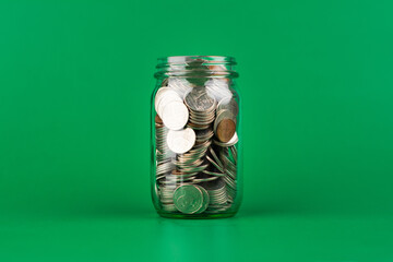 Saving Coins in Glass Bottles, Money, Financial Planning and Investment, Creating Financial Security