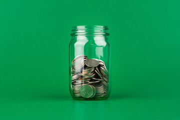 Saving Coins in Glass Bottles, Money, Financial Planning and Investment, Creating Financial Security