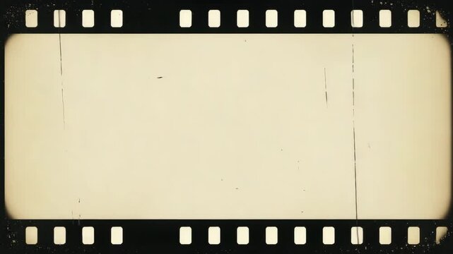 Old film strip with scratches, borders, and flickers in vintage style	