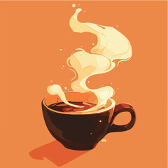 Warm Coffee Cup with Steam Illustration