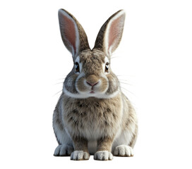 Obraz premium Gray Rabbit, Isolated Transparent Background
