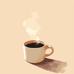 Steaming Cup of Coffee Warm Beverage Illustration