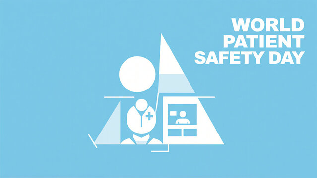 Geometric medical scene icon, representing the diverse protection of World Patient Safety Day, suitable for digital medical promotion scenarios.
