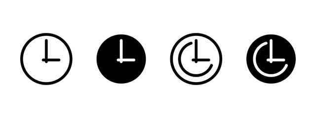 Clock icon. Analog clock face with hour and minute hands pointing at three oclock vector illustration. Time tracking and scheduling tool symbol. Interface time reminder sign. Watch pictogram.