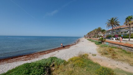 Sitges, beach, coastline, travel, spain, tourism, shore, landscape, sand, sky, clouds, sea, water, peace, waves, detsination