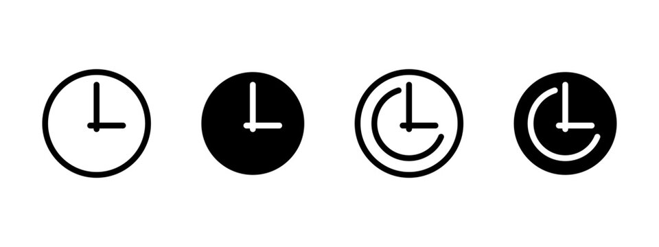 Clock icon. Analog clock face with hour and minute hands pointing at three oclock vector illustration. Time tracking and scheduling tool symbol. Interface time reminder sign. Watch pictogram.