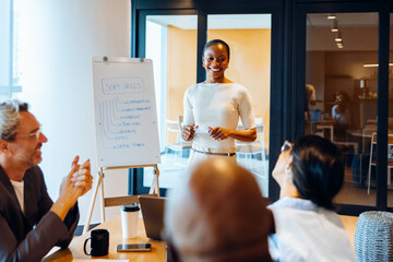 Group training session focused on developing soft skills for business professionals