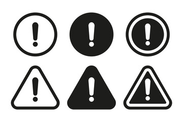 General warning attention sign for safety hazards. Caution symbol indicating potential risks and promoting awareness in hazardous environments. Set of exclamation mark vector illustration.