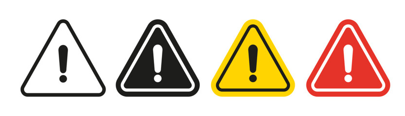Yellow warning sign. Warning triangle sign with black, red and yellow colors. Hazard alert vector graphic for workplace safety signage. Danger warning sign vector illustration for risk prevention. 