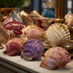 Aesthetically Pleasing Stack of Sea Shells on Transparent Background

