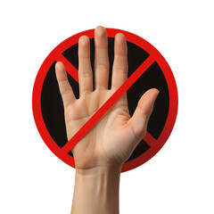 Hand with Red Line, Isolated Transparent Background