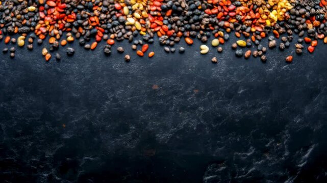 Vibrant Spice Blend Border on Dark Background - Culinary Background