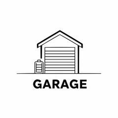 Fototapeta premium Garage illustration with a storage tank and overhead door 