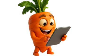 Cheerful Carrot Character Using a Tablet Digital Illustration