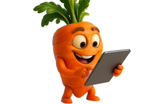 Cheerful Carrot Character Using a Tablet Digital Illustration