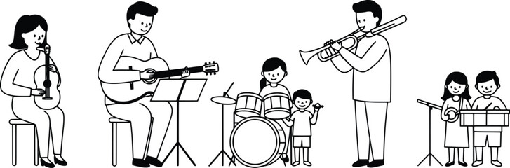 Family Band A Vector Illustration of Musical Harmony
