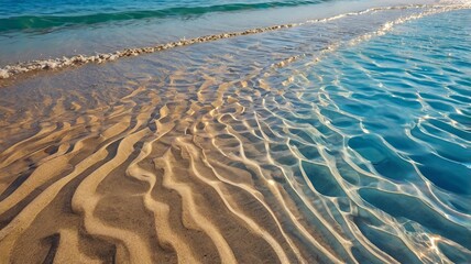 Minimalist Top-Down View of Beach with Sparkling Water Patterns