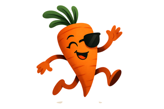 Happy Carrot Character Illustration Fun, Playful, and Vibrant Veggie Design
