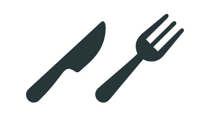 Cutlery set of knife and fork arranged side by side on a plain background suitable for dining or culinary themes