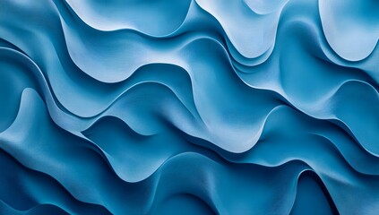 Obraz premium Abstract blue background with smooth waves and soft lines, creating an elegant and modern wallpaper design.