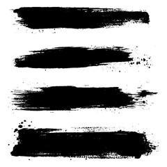 Collection of four grunge brush stokes line border. Vector.