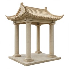 Fototapeta premium Elegant asian style pavilion isolated on white background