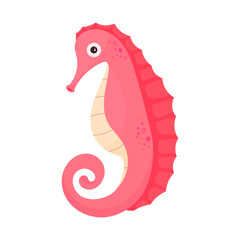 Cute pink seahorse. Little sea creature. Ocean Animals