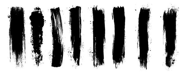 Black brush marks. Hand drawn grunge texture brush stroke and Grunge brushes collection. Brush stroke paint border on white background .