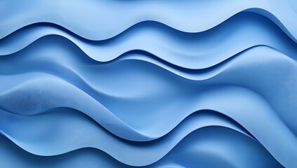 Abstract blue background with smooth waves and soft lines, creating an elegant and modern wallpaper design.