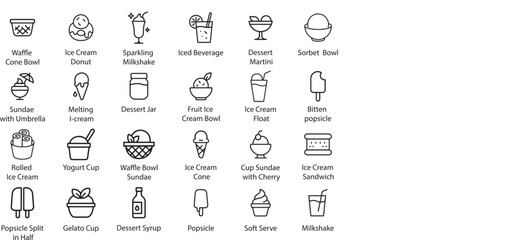 Ice Cream and Dessert Icon Set, Vector Illustration.