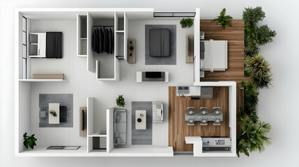 Modern Two Bedroom Apartment Floor Plan