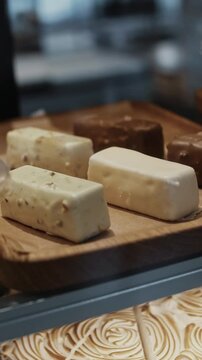 white chocolate brownies on the counter
