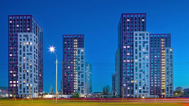 light in windows, shooting star, time lapse