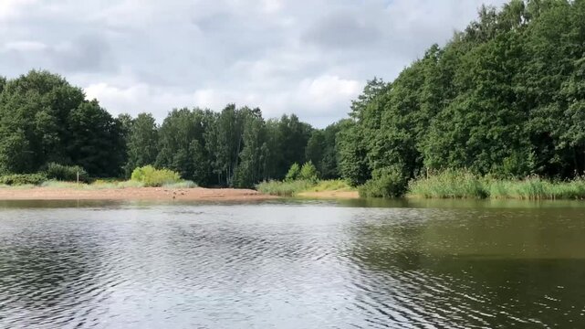 cloudy morning, summer breeze on the river