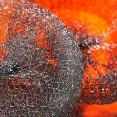 Abstract texture. Metallic colored abstract. Twisted metal wire. Selective focus