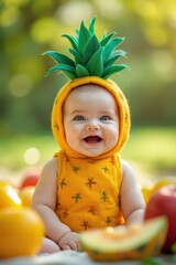 baby disfrazado de piña divertida