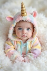 baby disfrazado de unicornio bello 