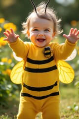 baby disfrazado de abeja divertida