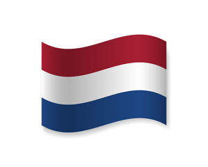Flag of Netherlands icon. Wavy vector element with shadow. Best for mobile apps, UI and web design.
