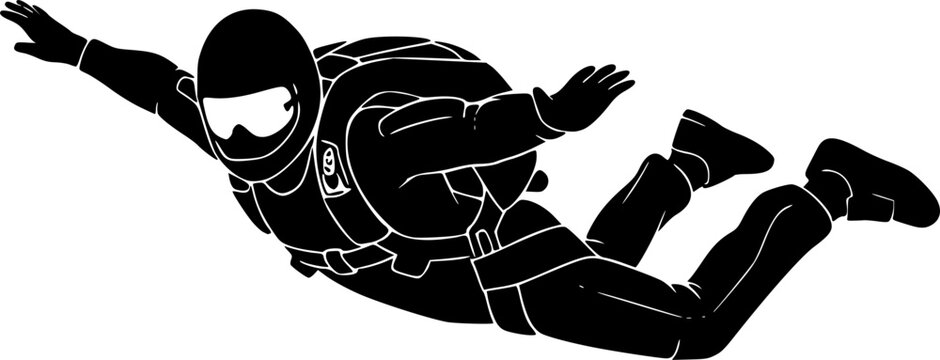 minimalist Skydiver man extreme sport freedom vector black color silhouette