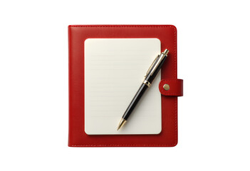 Red Notebook with Pen, Isolated Transparent Background