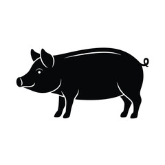 Simple Black Pig Silhouette Illustration Isolated