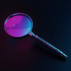 Neon Magnifying Glass: Close-Up Pixel Art Render