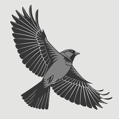 Obraz premium Stylized sparrow illustration bird in flight graphic design element vector art