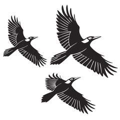 Obraz premium Three magpies flying silhouette illustration design for graphic resources and creative projects