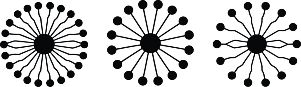 Comparison of cnn rnn and gan neural network architectures displayed as radial diagrams on white background
