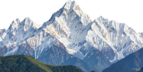 Snowy Mountain Peak, Isolated Transparent Background, Mountain Design Element