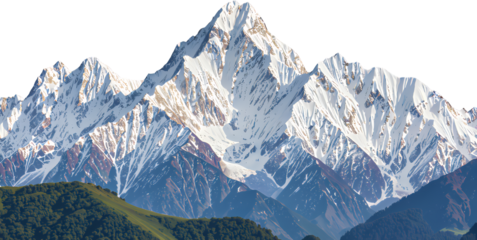 Snowy Mountain Peak, Isolated Transparent Background, Mountain Design Element