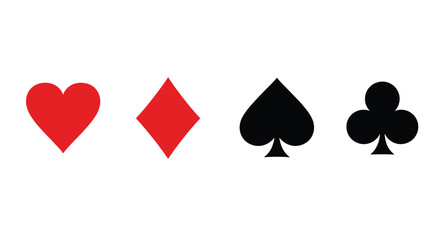 Card of play poker. Casino icon. suit, spade, diamond and heart. Symbols of game club. Set of gambling shapes isolated on white background. Design of signs. Vector. © rsvect02